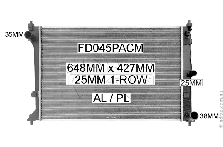 Radiator Assembly - RAD FALCON BA V8 M/T TURBO 02-05 BF 6CYL A/T & M/T 05-08 - FD045PACM