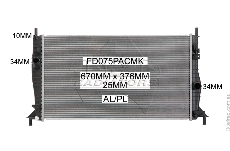 Radiator Assembly - FOCUS LV 2.5ltr Petrol RS '10- FOCUS LV XR5 2.5ltr Turbo Man. '3/08- - FD075PACMK