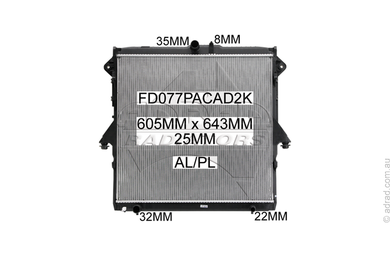RADIATOR - Ford Everest UA 2011- 07/15, 3.2ltr Turbo Diesel & Ford Ranger PX '11- 2.2/3.2ltr Turbo Diesel - NC533M
