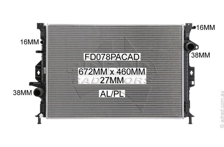 KUGA TF 2.0ltr TD Auto. '13- RADIATOR - FD078PACAD