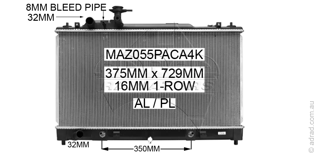 RADIATOR - Mazda 6 GG/GY Series 2 '05-07 2.3ltr 4cyl Petrol