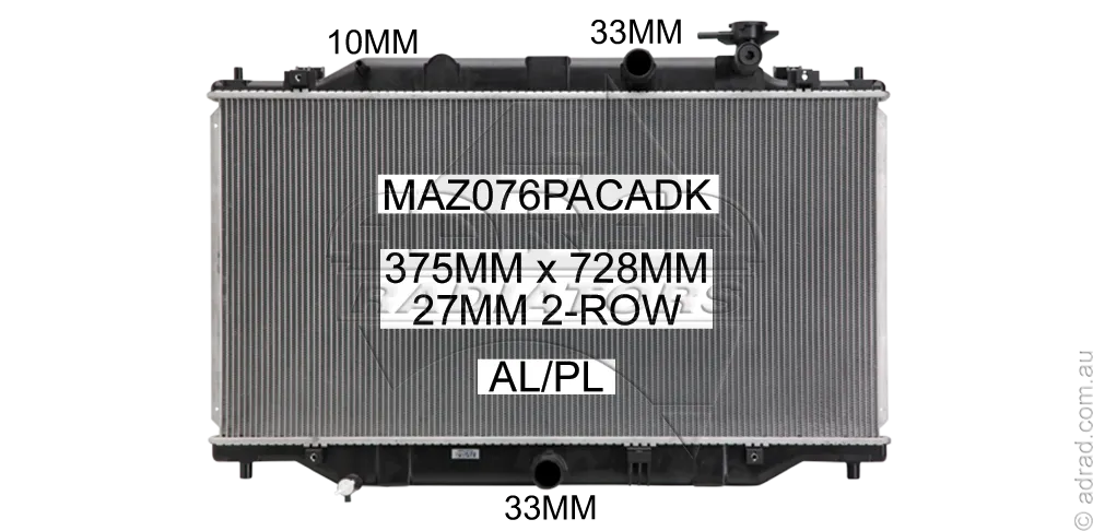 RADIATOR - Mazda 6 GJ '13- 2.2ltr Turbo Diesel & Mazda 3 BM / BN '14- 2.2ltr Turbo Diesel