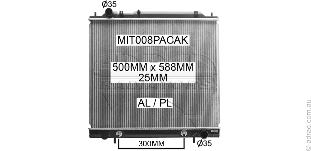 RADIATOR - Mitsubishi Delica Spacegear L400 '94-06 2.0/2.4ltr 4cyl & Express L400 WA '94-06 2.4ltr 4cyl & Starwagon L400 WA '94-05 2.0/2.4ltr 4cyl