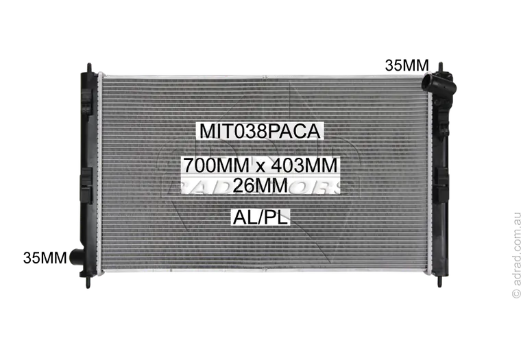 RADIATOR - Mitsubishi Lancer Evolution 10 '08- 2.0ltr 4cyl Turbo & Mitsubishi Outlander ZG / ZH '06-12 3.0ltr V6 & Mitsubishi ASX '10- 1.8ltr Turbo Diesel