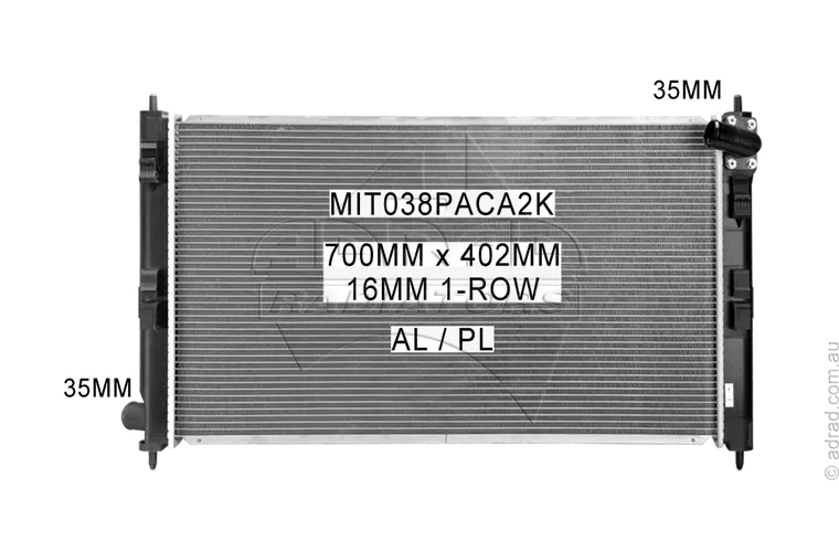 RADIATOR - Mitsubishi ASX '10- 2.0ltr Petrol & Mitsubishi Lancer CJ '07- & Mitsubishi Outlander ZG/ZH '06-12 2.4ltr 4cyl