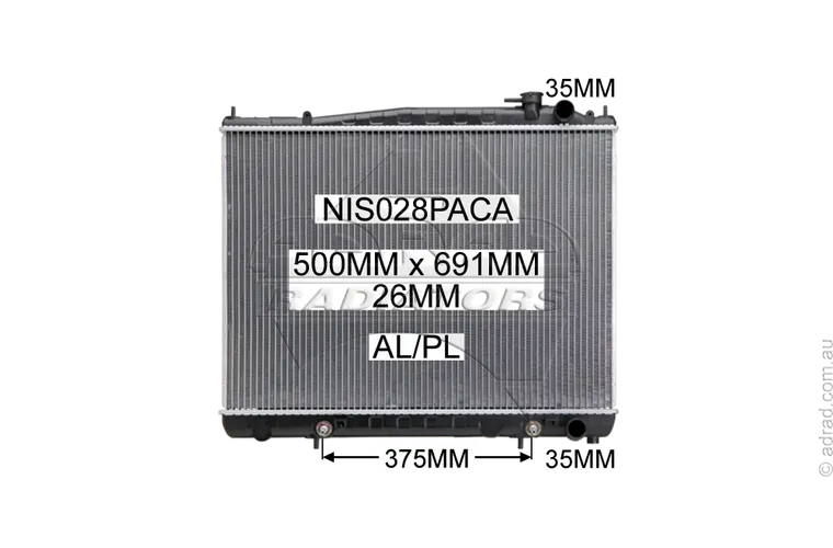 RADIATOR - Nissan Elgrand E50 '97-02 3.2ltr Turbo Diesel & Nissan Terrano '95-96 2.7ltr Turbo Diesel