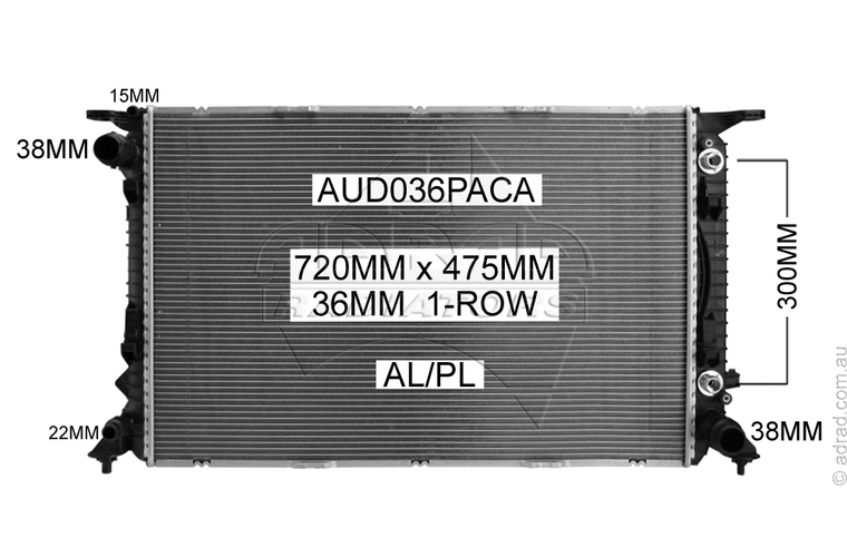 RADIATOR - Audi A4 B8 '08- 1.8ltr TFSI & 2.0ltr Turbo Diesel & A5 8T Sportsback '12-16 2.0ltr TFSI & Q5 '09- 2.0ltr Turbo &  Diesel - NC427A