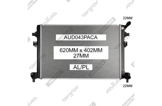 A3 8V '13- / Q2 '16- GOLF MK7 12- / PASSAT / TIGUAN Intercooler Radiator - AUD043PACA