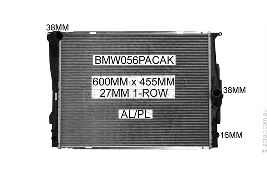 Radiator Assembly - E87 130i '04- Auto / E82 125i E90/91/92/93 2.5l / 3.0l Auto. E84 X1 3.0ltr Auto. '10- / Z4 - BMW056PACAK