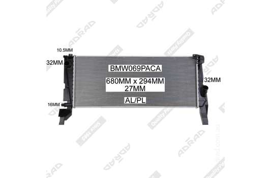F48 X1 xDRIVE 25i Auto. '15- MINI CLUBMAN JCW F54 '17- RADIATOR - BMW069PACA