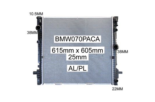 X3 G01 2.0L Petrol '17- X4 G02 2.0L Petrol '18- RADIATOR - BMW070PACA