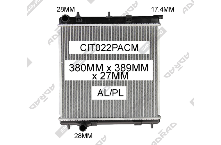 RADIATOR - Citroen C3 '02-10 1.6ltr Turbo Diesel    Core: 380x415x23 - NC052MR