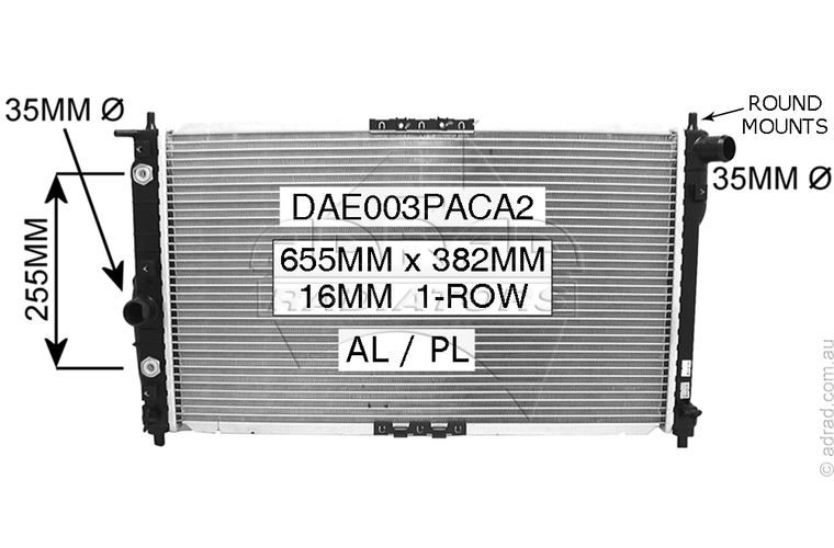 RADIATOR - Daewoo Leganza '97-02 2.0/2.2ltr 4cyl & Daewoo Nubira J150 '99-03 2.0ltr 4cyl - NC465A