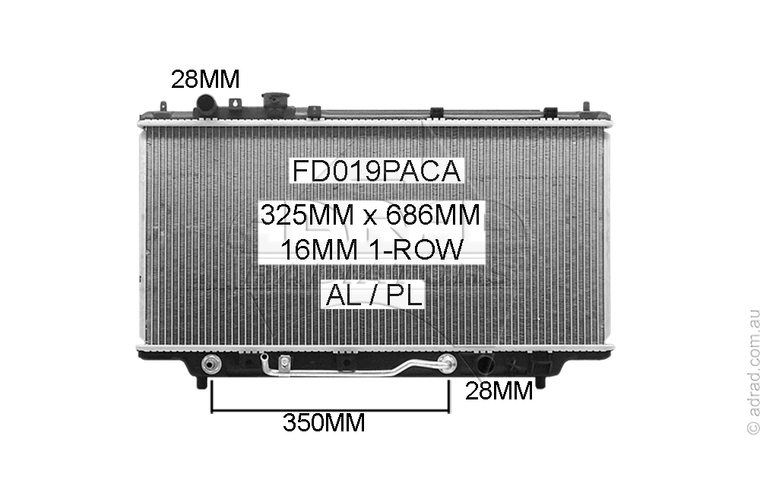 RADIATOR - Ford Laser KJ '94-99 1.6/1.8ltr 4cyl & Mazda 323 Protege BA '94-98 1.6/1.8ltr 4cyl - NC055A