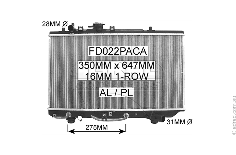 RADIATOR - Ford Festiva WB / WD / WF '94-01 1.3ltr 4cyl - NC078A