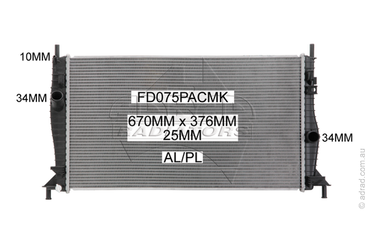 Radiator Assembly - FOCUS LV 2.5ltr Petrol RS '10- FOCUS LV XR5 2.5ltr Turbo Man. '3/08- - FD075PACMK