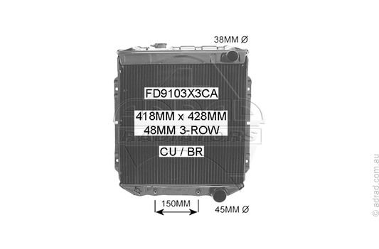 MUSTANG Auto. '65- RADIATOR - FD9103X3CA
