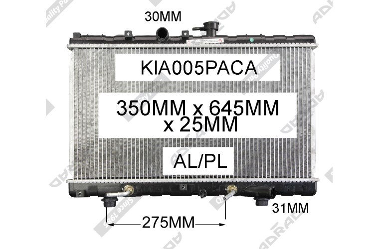 RADIATOR - Kia Rio LS '00-03 1.5ltr 4cyl