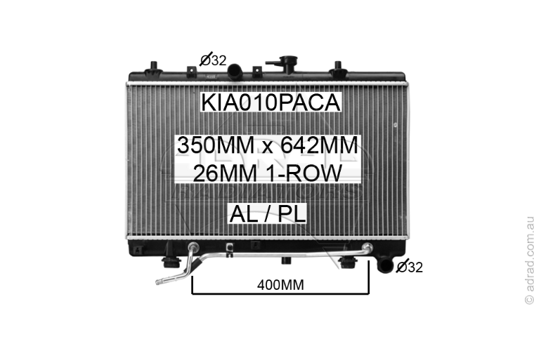 RADIATOR - Kia Rio LS '03-05 1.5ltr 4cyl