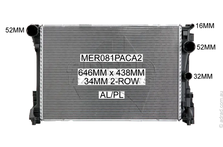 RADIATOR - Mercedes R172 SLK200/SLK350 '11- & Mercedes W204 C180 CGi / C250 CDi '11- & Mercedes W212 E250 CGi '09- & Mercedes C207 E250 CGi