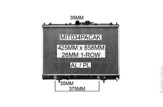 RADIATOR - Mitsubishi Pajero iO QA '99-02 1.6/1.8/2.0ltr 4cyl