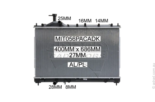 RADIATOR - Mitsubishi Outlander ZJ/ZK '12- 2.3ltr 4cyl Turbo Diesel