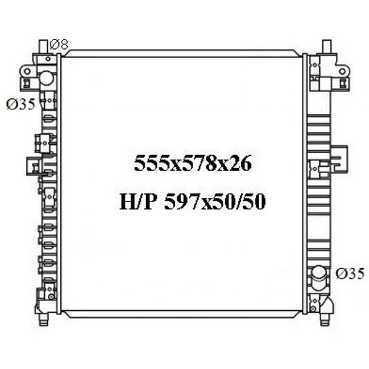 RADIATOR - Ssangyong Actyon Q100 '07-11 2.3ltr & 2.0ltr Turbo Diesel & Ssangyong Kyron D00 '06-08 2.0ltr & 2.7ltr Turbo Diesel