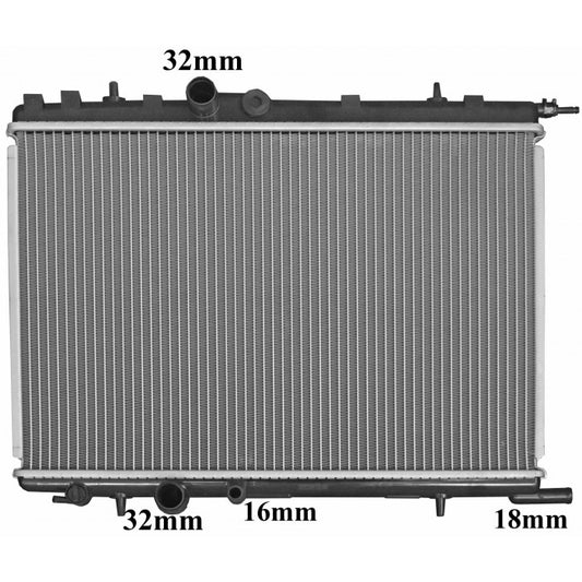 RADIATOR - Peugeot 206 '99-07 1.4/1.6/2.0ltr 4cyl Universal & Peugeot 307 T5 '01-05 1.6/2.0ltr 4cyl & 2.0ltr Turbo Diesel Universal