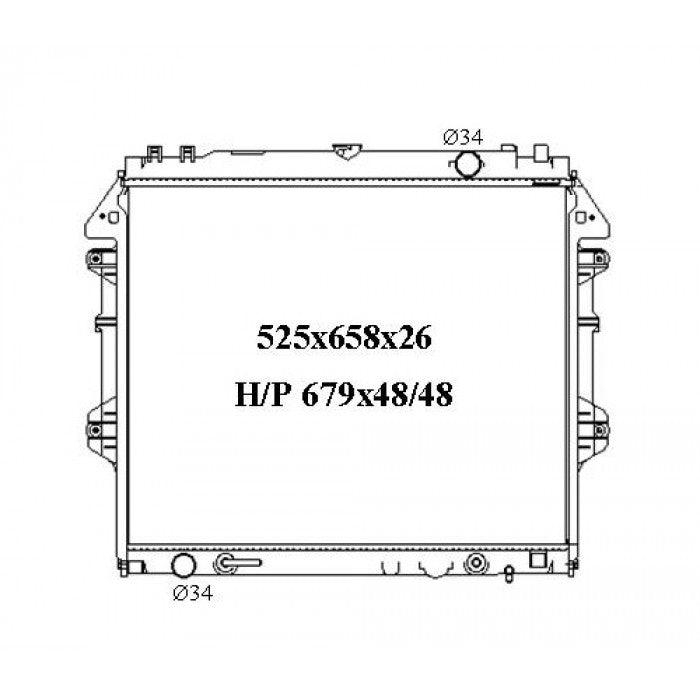 Radiator Assembly - To suit Toyota Hilux GGN '05- 4.0ltr 6cyl Core: 525x658x26 H/ - NC766A
