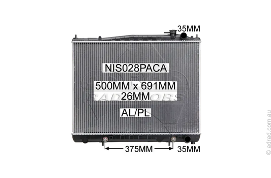RADIATOR - Nissan Elgrand E50 '97-02 3.2ltr Turbo Diesel & Nissan Terrano '95-96 2.7ltr Turbo Diesel
