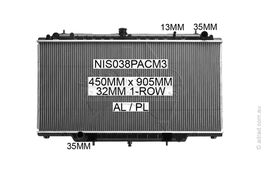 RADIATOR - Nissan Patrol GU Y61 & Cab Chassis '97-16 2.8/3.0ltr Turbo Diesel
