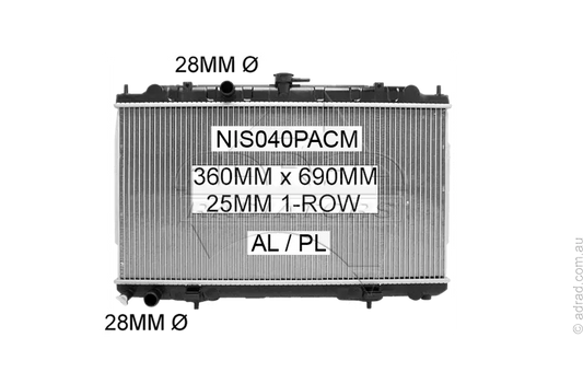 RADIATOR - Nissan Pulsar N16 '00-05 1.6/1.8ltr 4cyl