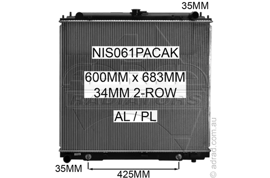 RADIATOR - Nissan Pathfinder R51 '05- 4.0ltr V6 Petrol & Nissan Navara D40 '05- 4.0ltr V6 Petrol