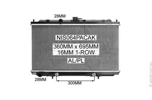 RADIATOR - Nissan Pulsar N16 Hatch '01-05 1.8ltr 4cyl
