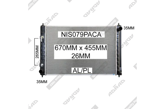 RADIATOR - Nissan Murano Z51 '09- 3.5ltr V6